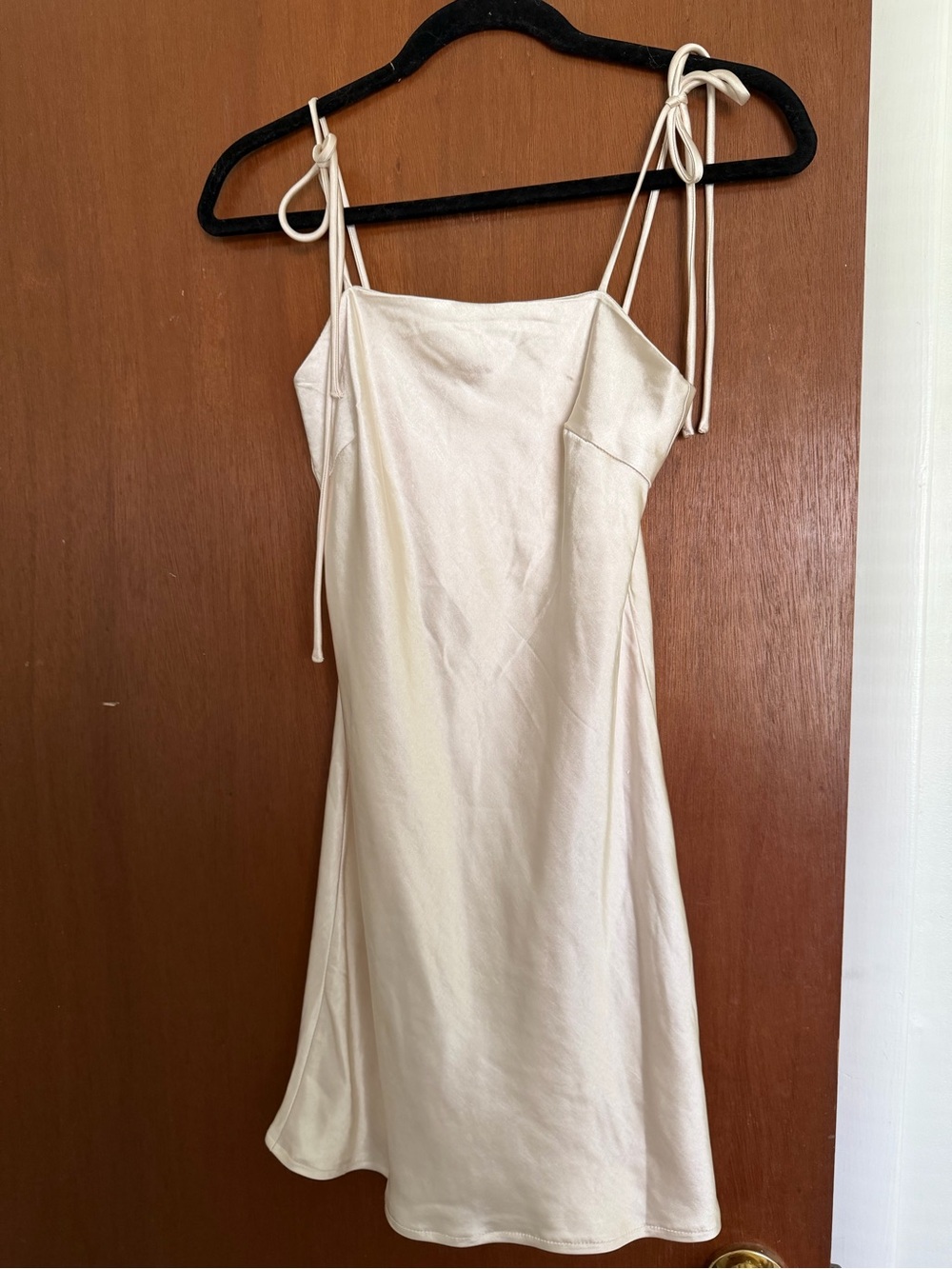Princess Polly Silky Ivory Slip Dress with Tie Straps
